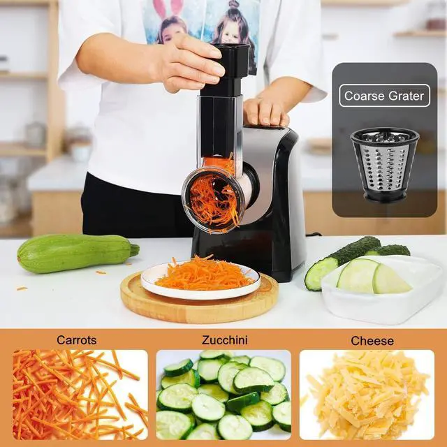 Alt view image 4 of 6 - Electric Cheese Grater Slicer Shredder Salad Maker for Kitchen 150W 5-in-1
