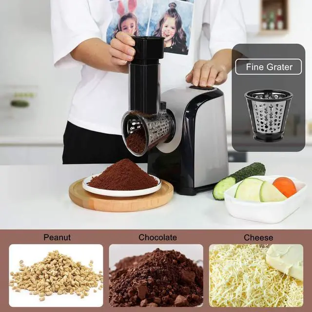Alt view image 6 of 6 - Electric Cheese Grater Slicer Shredder Salad Maker for Kitchen 150W 5-in-1