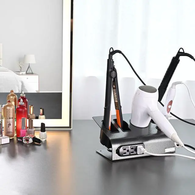 Alt view image 2 of 7 - BYOOTIQUE 6-Hole Tabletop Blow Dryer & Hair Iron Holder Salon Stand