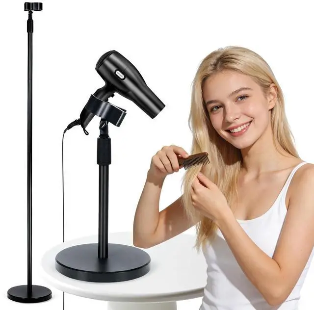 Main image of Hands Free Hair Dryer Stand Holder with Adjustable Mount for Blow Dryer - Portable Standing Hair Dryer Stand for Bathroom Vanity, Home Use