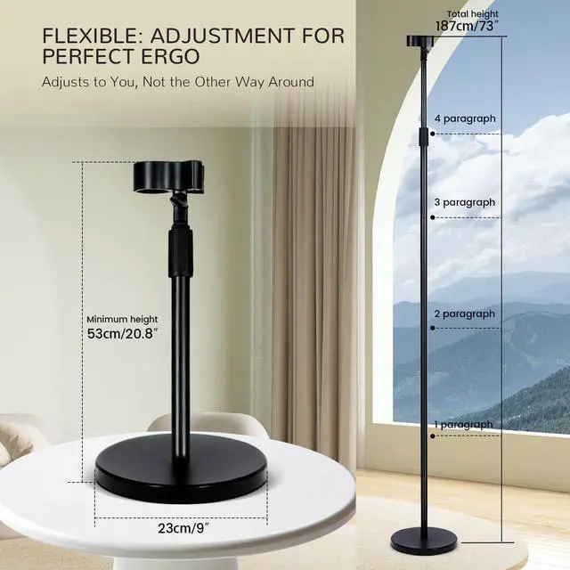 Alt view image 2 of 7 - Hands Free Hair Dryer Stand Holder with Adjustable Mount for Blow Dryer - Portable Standing Hair Dryer Stand for Bathroom Vanity, Home Use