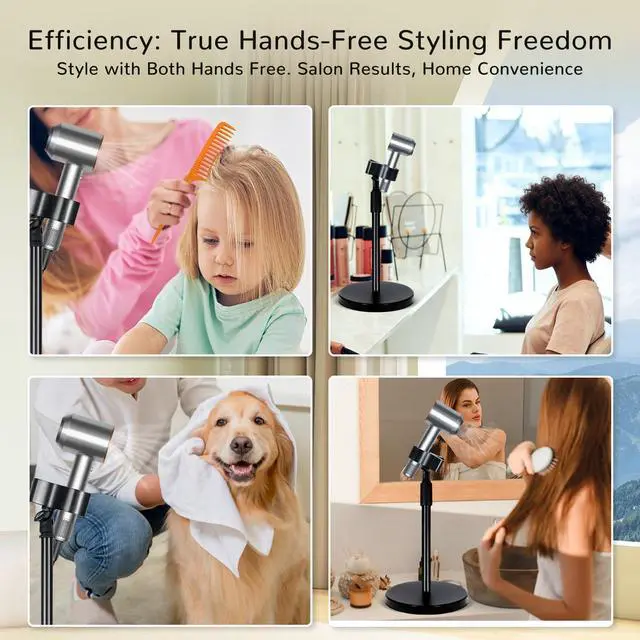 Alt view image 4 of 7 - Hands Free Hair Dryer Stand Holder with Adjustable Mount for Blow Dryer - Portable Standing Hair Dryer Stand for Bathroom Vanity, Home Use