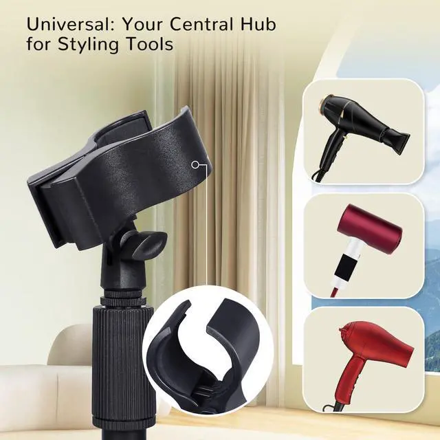 Alt view image 5 of 7 - Hands Free Hair Dryer Stand Holder with Adjustable Mount for Blow Dryer - Portable Standing Hair Dryer Stand for Bathroom Vanity, Home Use