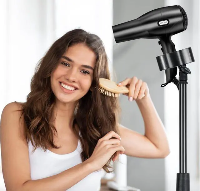 Alt view image 7 of 7 - Hands Free Hair Dryer Stand Holder with Adjustable Mount for Blow Dryer - Portable Standing Hair Dryer Stand for Bathroom Vanity, Home Use