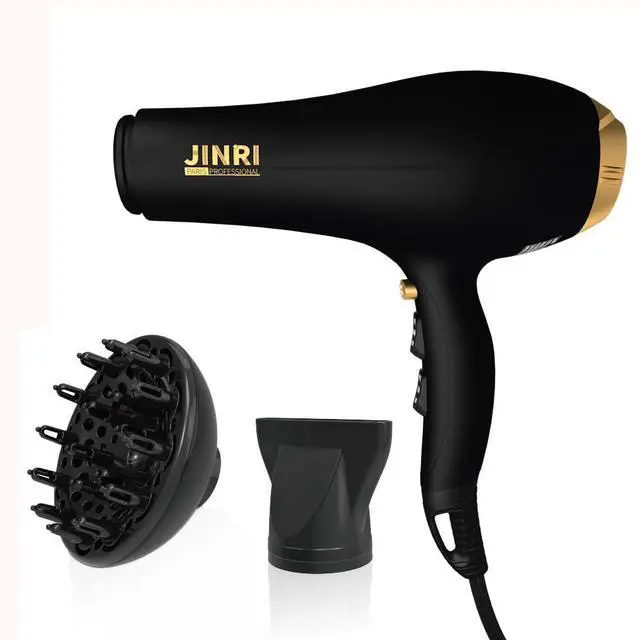 Main image of Hair Dryer, 2000W, 3 Heat & 2 Speed, Detachable Air Intake, with Diffuser, with Concentrator, Hanging Strap, Non-Foldable, Black