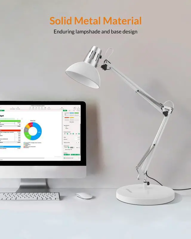 Alt view image 3 of 7 - Metal Adjustable Desk Lamp with Clamp, Swing Arm for Home Office