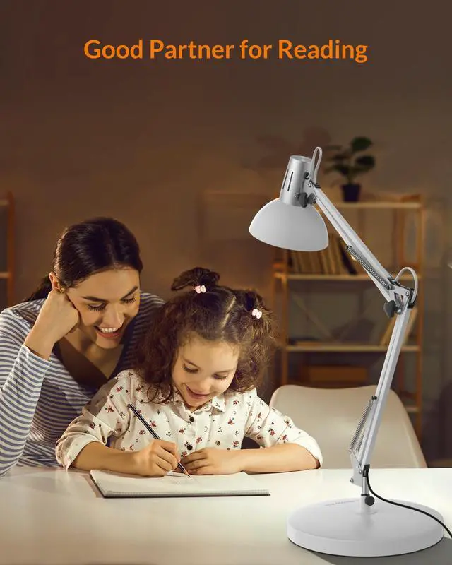 Alt view image 6 of 7 - Metal Adjustable Desk Lamp with Clamp, Swing Arm for Home Office