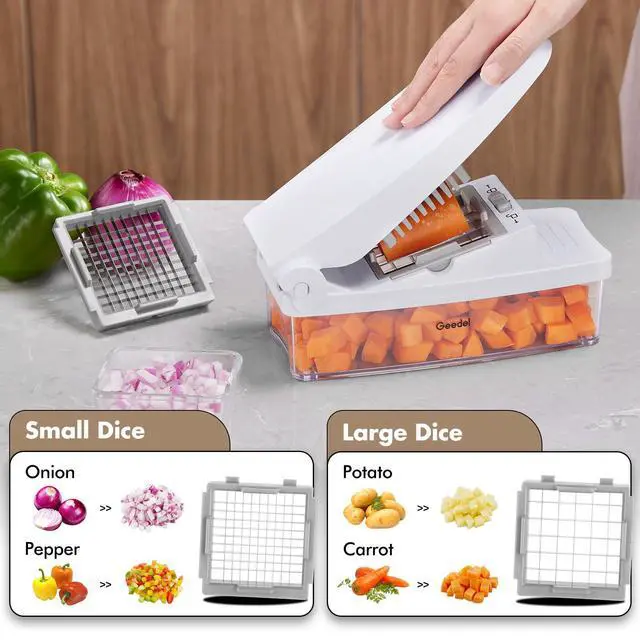 Alt view image 6 of 7 - Rotary Cheese Grater, Kitchen Mandoline Vegetable Slicer with 3 Interchangeable Blades, Easy to Clean Grater and Vegetable Chopper, Onion Chopper Pro Food Chopper, Kitchen Slicer