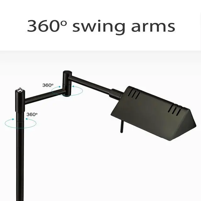 Alt view image 4 of 7 - LED Pharmacy Table Lamp, Full Range Dimming, 12W LED, 360 Degree Swing Arms, Desk, Reading, Craft, Work Lamp, ETL Tested, Black