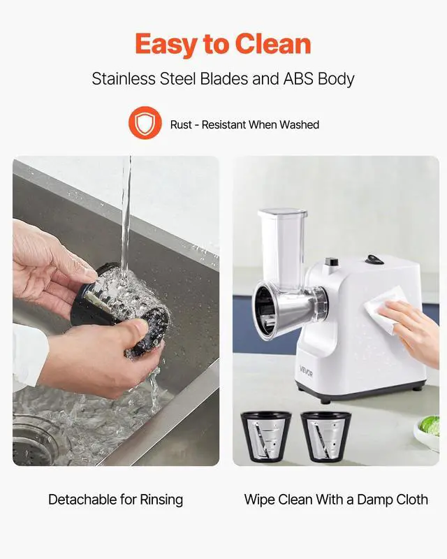 Alt view image 5 of 7 - Electric Cheese Grater Salad Maker, 200W Salad Shooter, Electric Vegetable Slicer Shredder Chopper for Fruits with 5 Attachments, Stainless Steel Food Cutter for Vegetables, and Cheeses