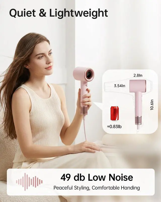 Alt view image 5 of 7 - Hair Dryer for Women, 160,000 RPM High Speed Ionic Blow Dryer