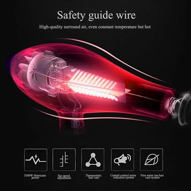 Alt view image 4 of 7 - Professional 3500W Negative Ions Hair Dryer Fast Drying for Women