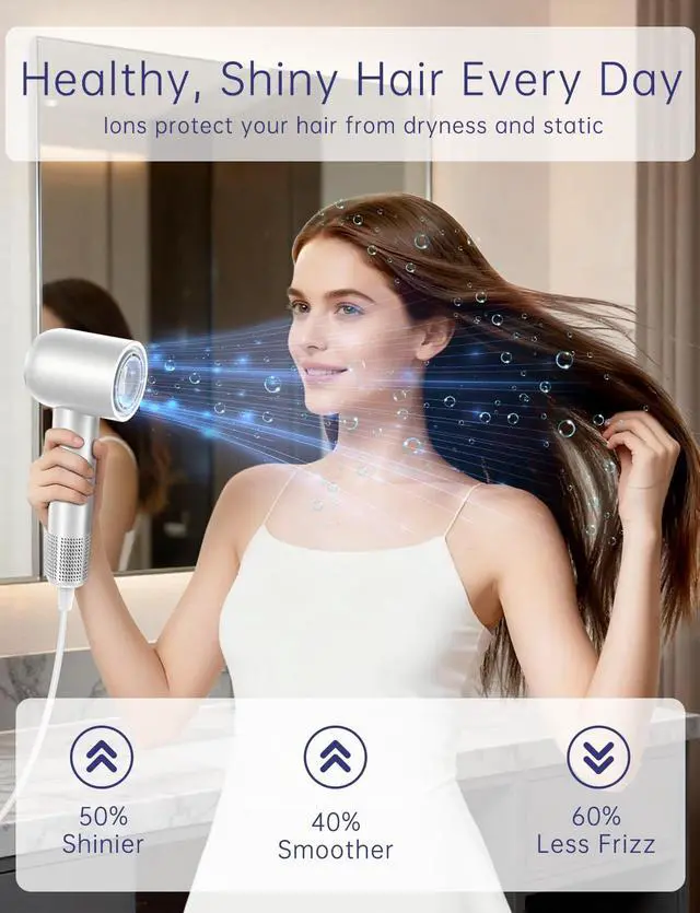 Alt view image 5 of 7 - Ionic Hair Dryer 160000 RPM Professional Portable Lightweight High-Speed