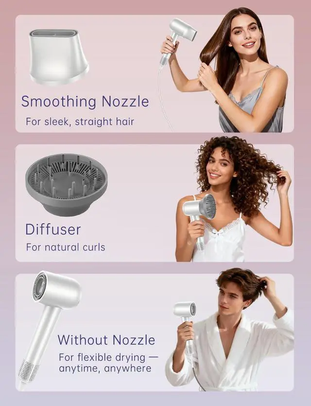 Alt view image 6 of 7 - Ionic Hair Dryer 160000 RPM Professional Portable Lightweight High-Speed