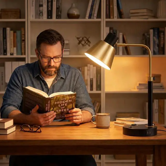 Alt view image 5 of 7 - Adjustable Desk Lamp with Dual USB-C/A & AC Outlet 340° Swivel Lamp Head