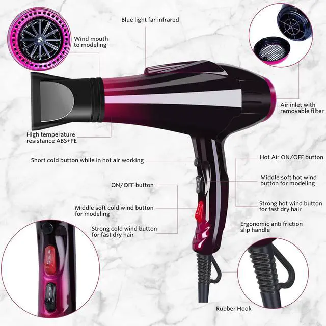 Alt view image 3 of 6 - Ionic Hair Dryers, 3500 Watt Professional Salon Blow Dryers