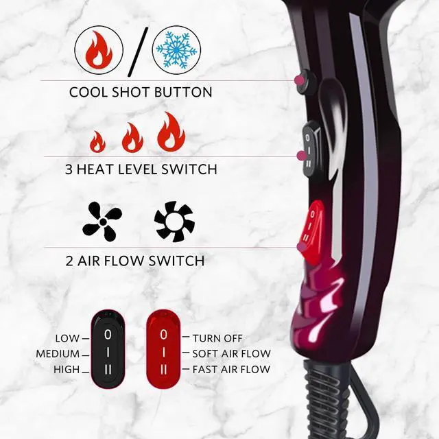 Alt view image 4 of 6 - Ionic Hair Dryers, 3500 Watt Professional Salon Blow Dryers