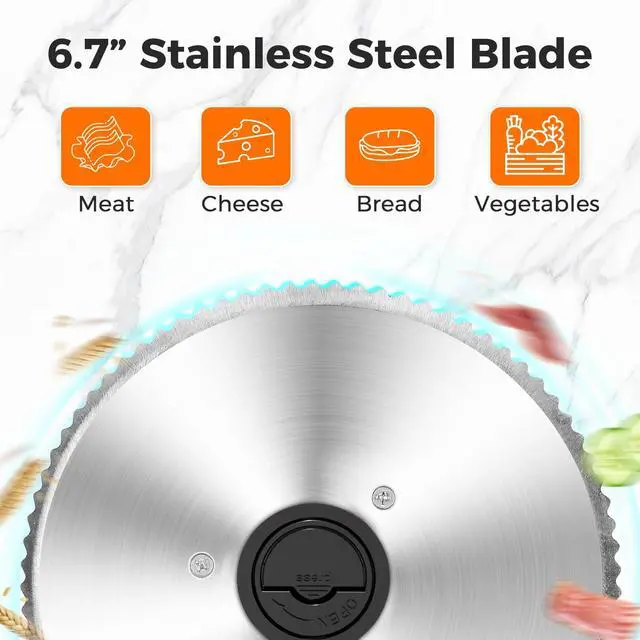 Alt view image 2 of 7 - Foldable Meat Slicer, 6.7 Stainless Steel Blades, 150W, Black