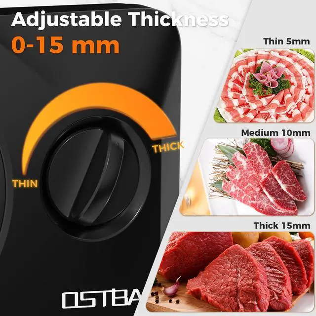 Alt view image 3 of 7 - Foldable Meat Slicer, 6.7 Stainless Steel Blades, 150W, Black