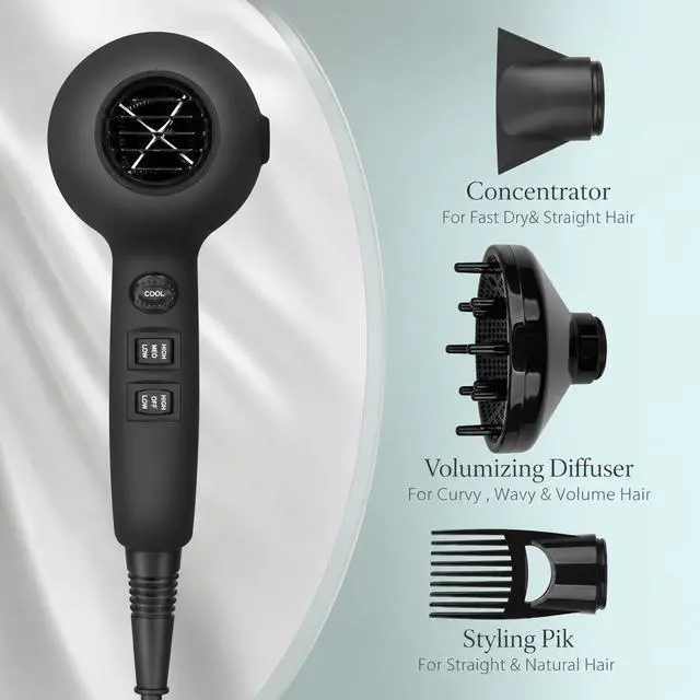 Alt view image 7 of 7 - 1875w Professional Tourmaline Hair Dryer, Salon Hair Blow Dryer