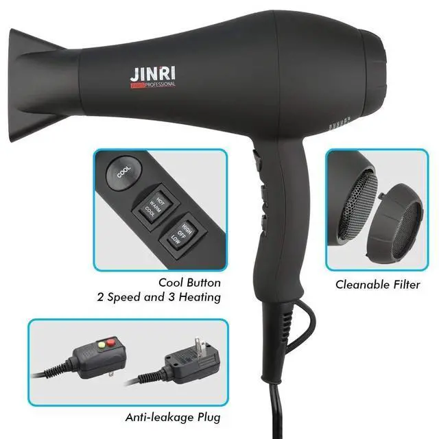 Alt view image 5 of 7 - Hair Dryer 1875W, Negative Ionic Fast Dry Low Noise Blow Dryer