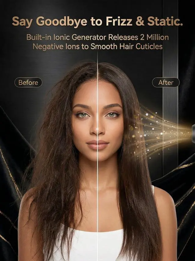 Alt view image 4 of 7 - High Speed Hair Dryer with Diffuser, 110,000 RPM Brushless Motor Ionic Blow Dryer for Fast Drying, 200M Negative Ions Quiet Lightweight Travel Hairdryer for Curly Hair