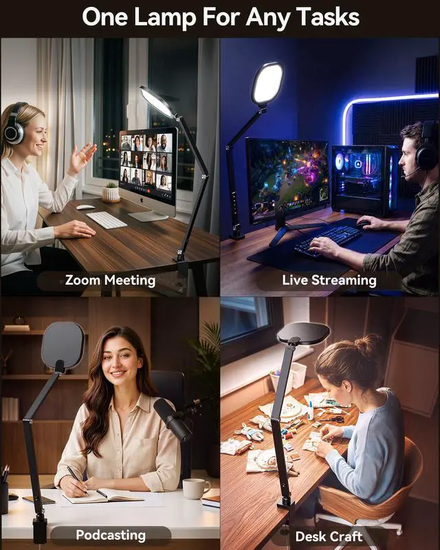 Alt view image 2 of 7 - LED Desk Lamp for Home Office with Clamp, Remote, 30 Modes