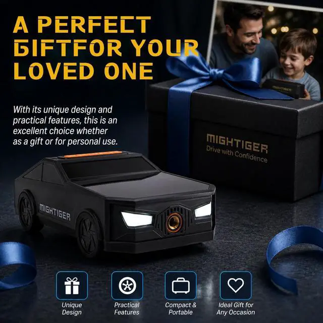 Alt view image 2 of 7 - Tire Inflator Car-Shaped Air Pump with Bluetooth Gifts for Driver