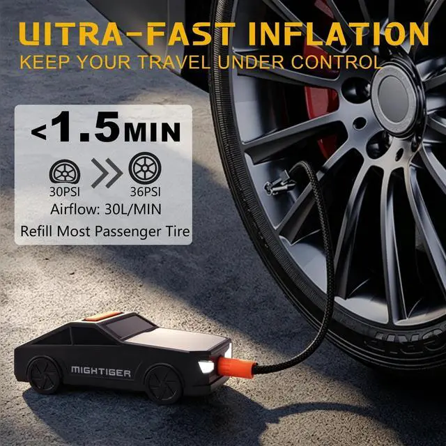 Alt view image 3 of 7 - Tire Inflator Car-Shaped Air Pump with Bluetooth Gifts for Driver