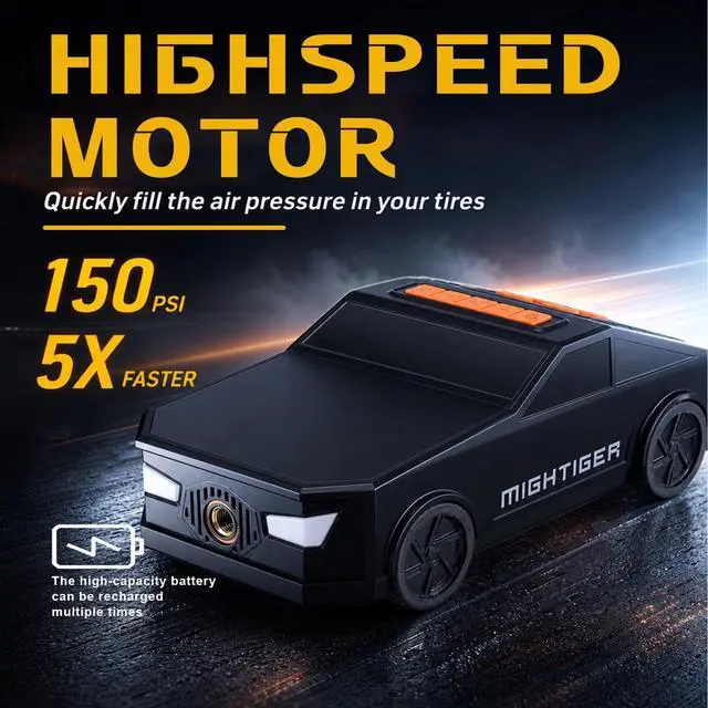 Alt view image 4 of 7 - Tire Inflator Car-Shaped Air Pump with Bluetooth Gifts for Driver