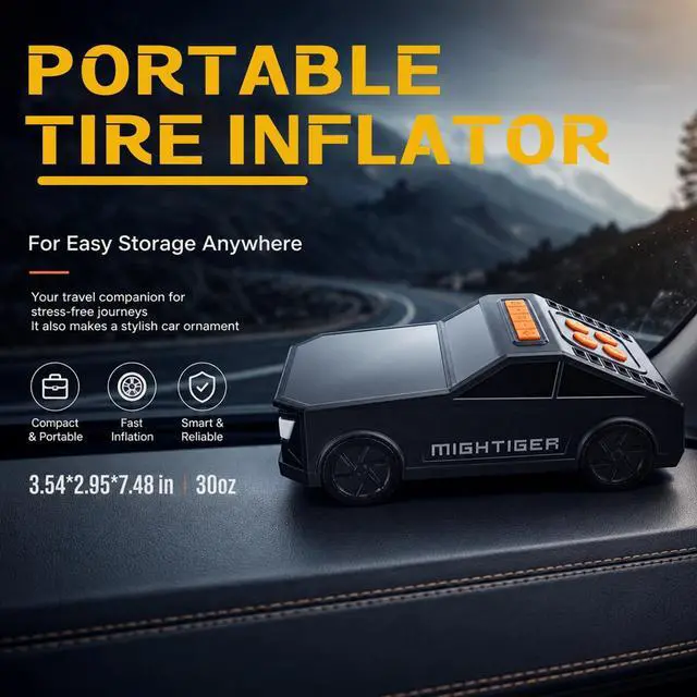 Alt view image 5 of 7 - Tire Inflator Car-Shaped Air Pump with Bluetooth Gifts for Driver