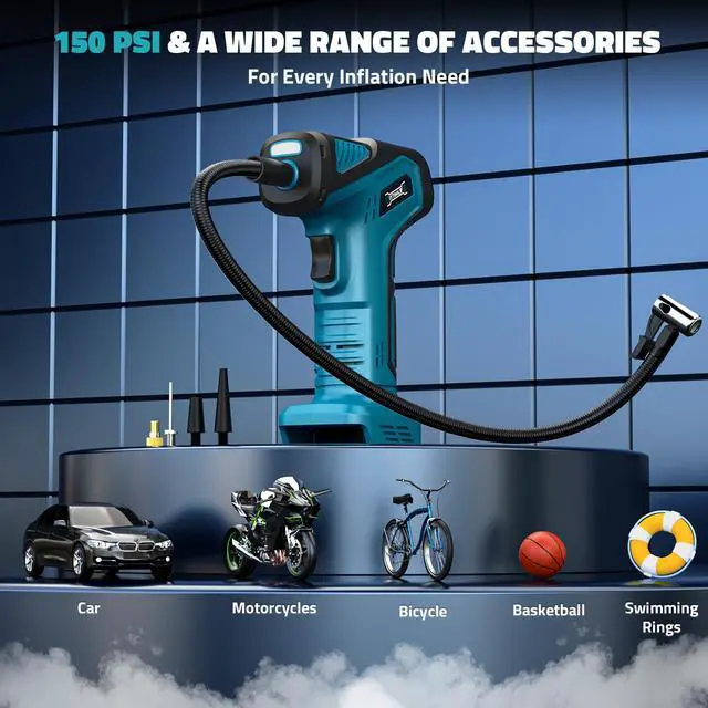 Alt view image 5 of 7 - 150PSI Cordless Tire Inflator Compatible with Makita 18V Battery