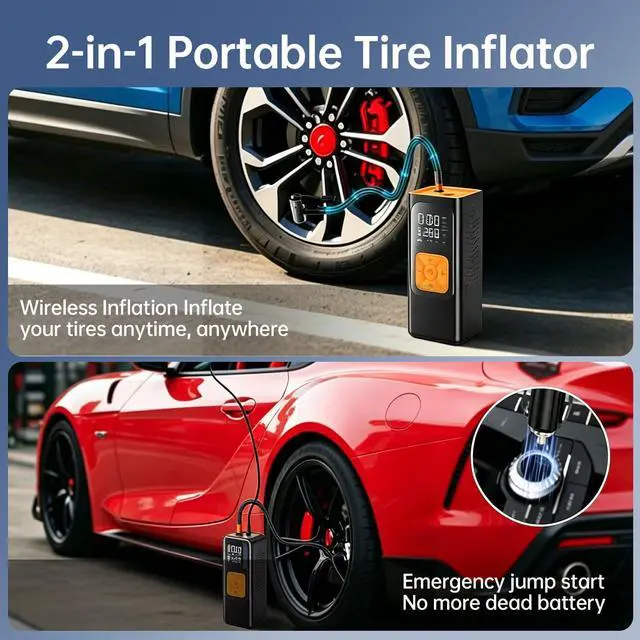 Alt view image 2 of 7 - Tire Pump for Car Portable, 150 PSI Car Tire Air Pump 12V DC Car Plug