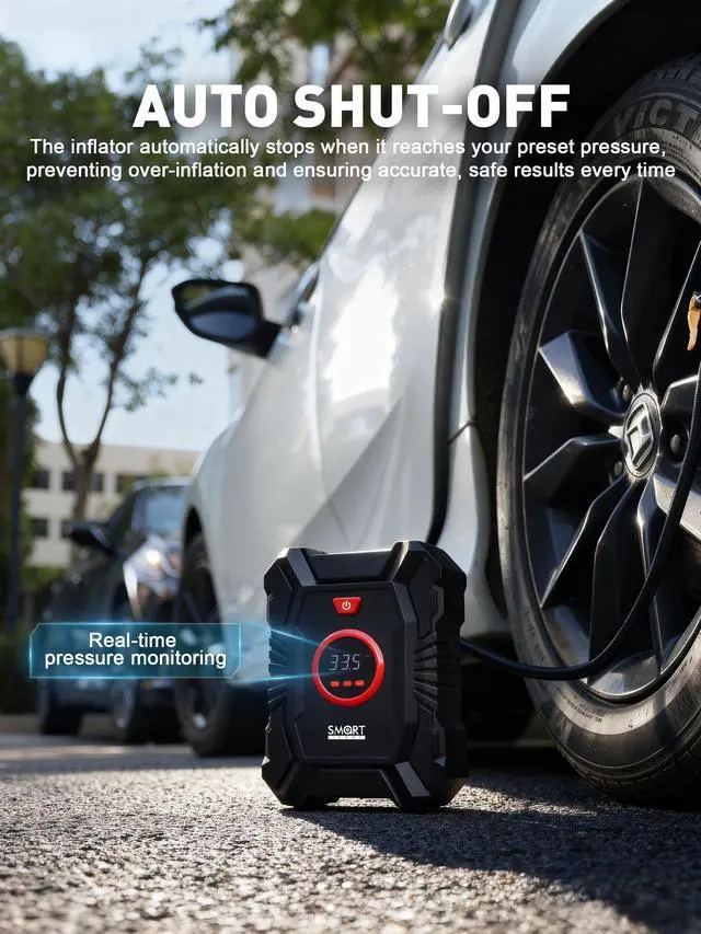 Alt view image 6 of 7 - Portable Tire Inflator for Car, 12V Air Compressor, Max 100 PSI
