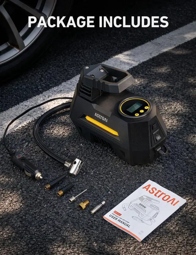 Alt view image 7 of 7 - AIRUN H1 Tire Inflator Portable Air Compressor,Fast Inflation Electric Air Pump for Car Tires-Car Accessory,9.8Ft Cord-12VDC-Powered Auto Shut-Off with Digital Pressure Gauge,LED Light,Yellow