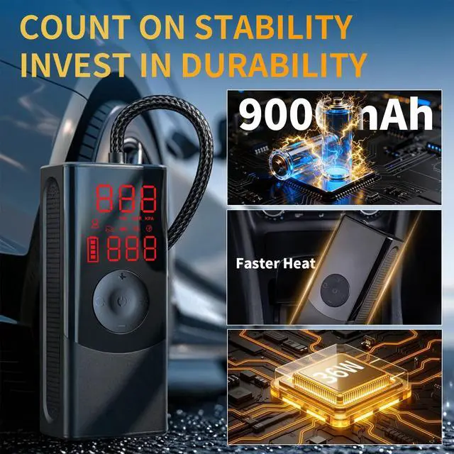 Alt view image 4 of 7 - Tire Inflator Portable Air Compressor,150PSI Cordless Air Pump for Car