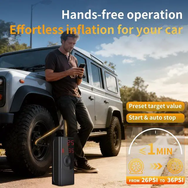 Alt view image 3 of 7 - Tire Inflator Portable Air Compressor,150PSI Cordless Air Pump for Car