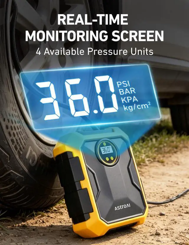 Alt view image 4 of 7 - Tire Inflator Portable Air Compressor 12V DC Integrated Storage