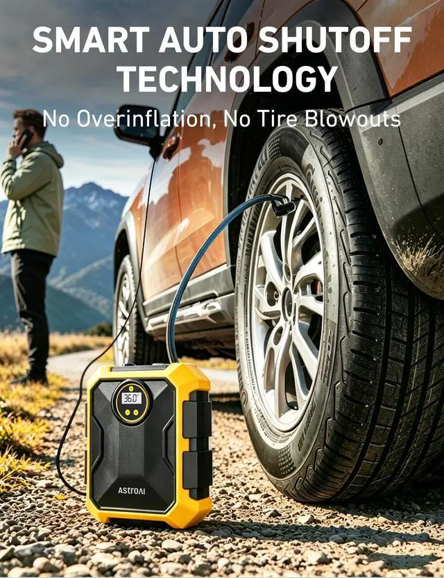 Alt view image 6 of 7 - Tire Inflator Portable Air Compressor 12V DC Integrated Storage