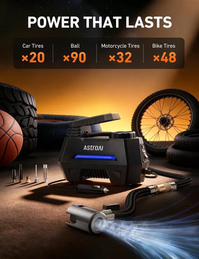 Alt view image 4 of 7 - AIRUN H Tire Inflator Portable Air Compressor,Fast Inflation Electric Air Pump for Car Tires-Car Accessories,9.8Ft Cord-12VDC-Powered Auto Shut-Off with Digital Pressure Gauge,LED Light,Blue
