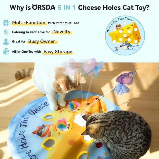 Alt view image 2 of 7 - Interactive Cat Toys for Indoor Cats, 5-in-1 Hide and Seek Kitten Toys, Interactive Automatic Rechargeable Electric,Whack-A-Mole Exercise Kicker Toy for Indoor Cats