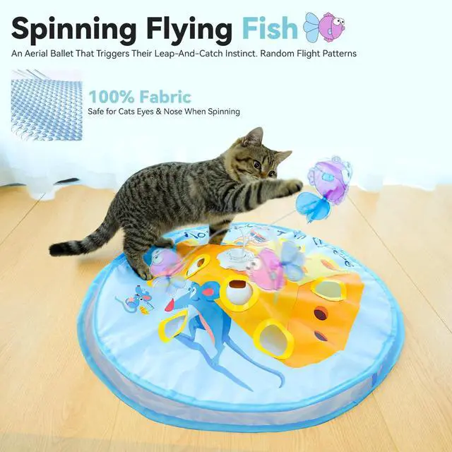 Alt view image 4 of 7 - Interactive Cat Toys for Indoor Cats, 5-in-1 Hide and Seek Kitten Toys, Interactive Automatic Rechargeable Electric,Whack-A-Mole Exercise Kicker Toy for Indoor Cats