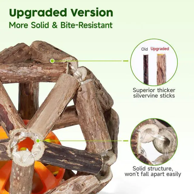 Alt view image 6 of 6 - Catnip Toys, 3Pcs Cat Toys Natural Silvervine Stick Cage Balls & Bell Ball for Indoor Cats, Kitten Cleaning Teeth Molar Matatabi Cat Chew Toy All Breeds