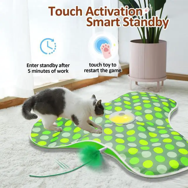 Alt view image 3 of 6 - Interactive Cat Toy, Automatic Cat Toys for Indoor Cats, Hide and Seek Cat Toy with Motion Activated, Moving Feather, Chirping, USB Rechargeable