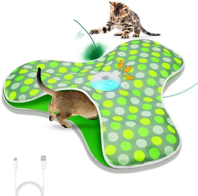 Main image of Interactive Cat Toy, Automatic Cat Toys for Indoor Cats, Hide and Seek Cat Toy with Motion Activated, Moving Feather, Chirping, USB Rechargeable