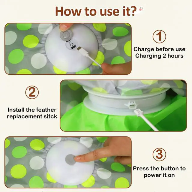 Alt view image 6 of 6 - Interactive Cat Toy, Automatic Cat Toys for Indoor Cats, Hide and Seek Cat Toy with Motion Activated, Moving Feather, Chirping, USB Rechargeable