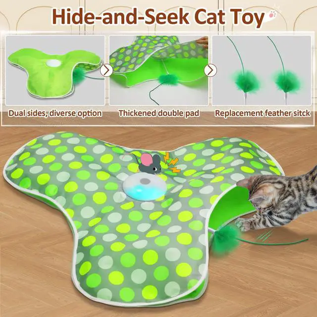 Alt view image 2 of 6 - Interactive Cat Toy, Automatic Cat Toys for Indoor Cats, Hide and Seek Cat Toy with Motion Activated, Moving Feather, Chirping, USB Rechargeable