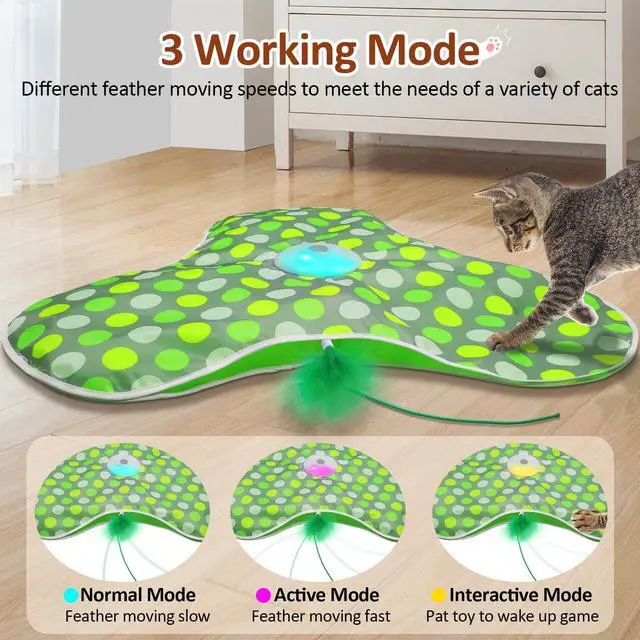 Alt view image 4 of 6 - Interactive Cat Toy, Automatic Cat Toys for Indoor Cats, Hide and Seek Cat Toy with Motion Activated, Moving Feather, Chirping, USB Rechargeable