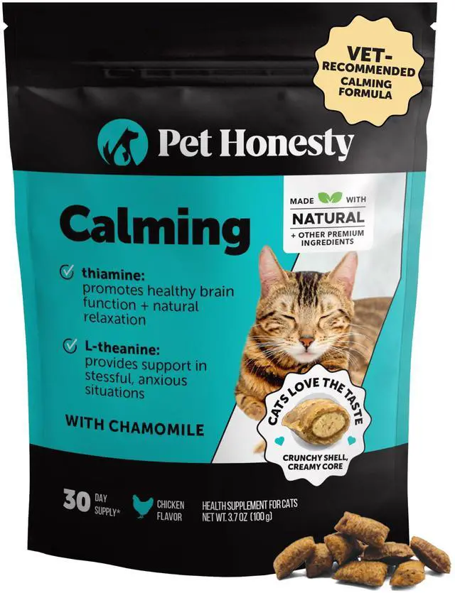 Main image of Cat Calming Treats for Anxiety Relief - Dual Texture Crunchy Creamy Calming Chews for Cats - Feline Stress Relief Behavior Support for Travel, Vet Visits, Grooming, Separation Anxiety (30-Day Supply)
