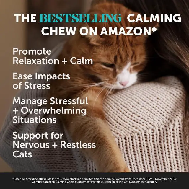 Alt view image 3 of 7 - Cat Calming Treats for Anxiety Relief - Dual Texture Crunchy Creamy Calming Chews for Cats - Feline Stress Relief Behavior Support for Travel, Vet Visits, Grooming, Separation Anxiety (30-Day Supply)